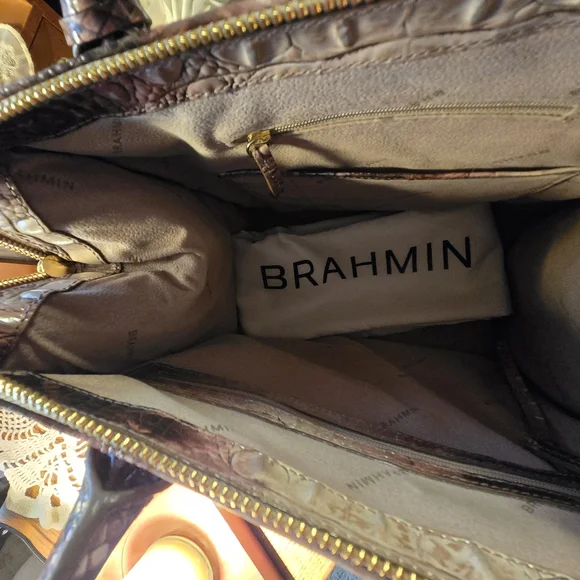 Brahmin Diamondback Ombre Satchel EUC, Sophisticated Bag - Picture 6 of 15